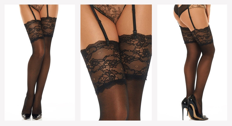 Romance meias de liga pretas