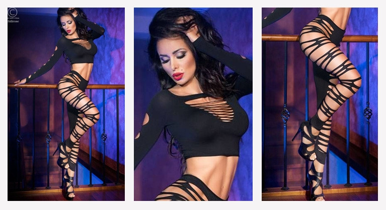 Top e leggings CR-3654 preto