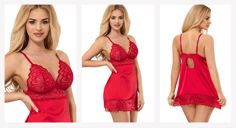 Babydoll acetinado com renda