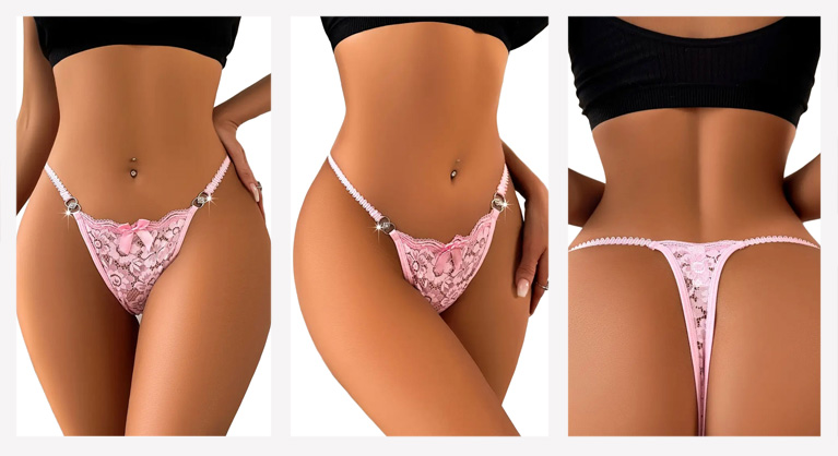 Tanga rendada rosa
