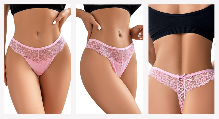 Tanga de renda com efeito...