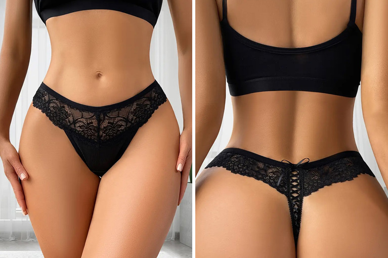 Tanga de renda com efeito...