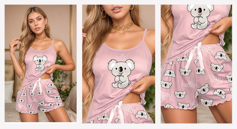 Pijama top e calções Koala...