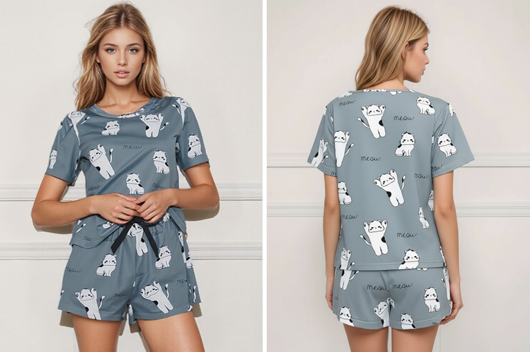 Pijama Kitty azul "Meow"