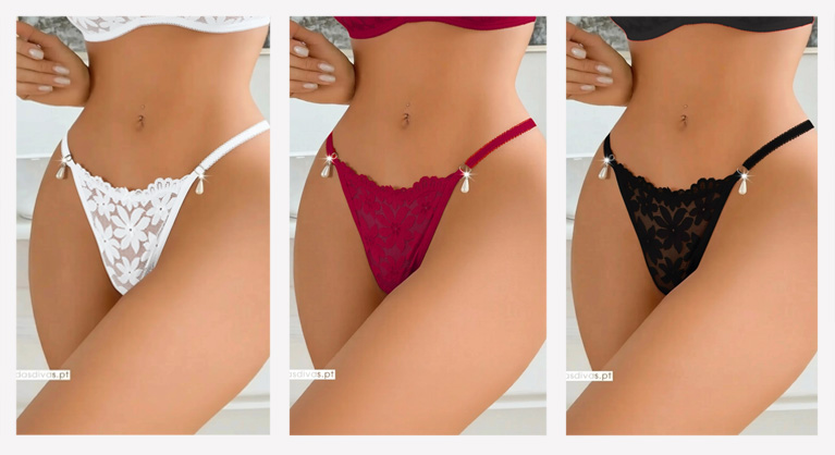 Tanga de Renda com Pérolas